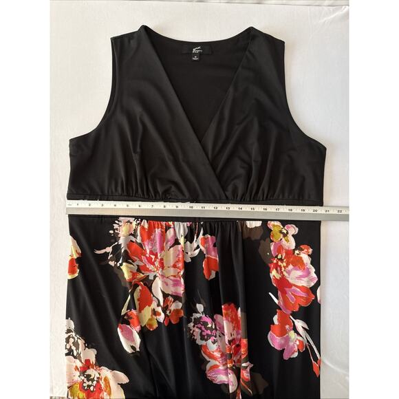 GNW Women's 1X Cottagecore Floral Sleeveless V Wrap Neck Maxi Dress Boho Chic - Picture 6 of 7